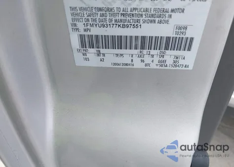 2007 Ford Escape Xlt/Xlt Sport from USA, damaged, VIN 1FMYU93177KB97551